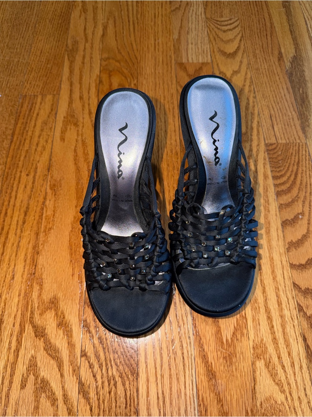 Nina Black Braided Slide Mules